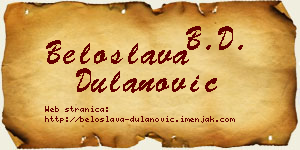 Beloslava Dulanović vizit kartica